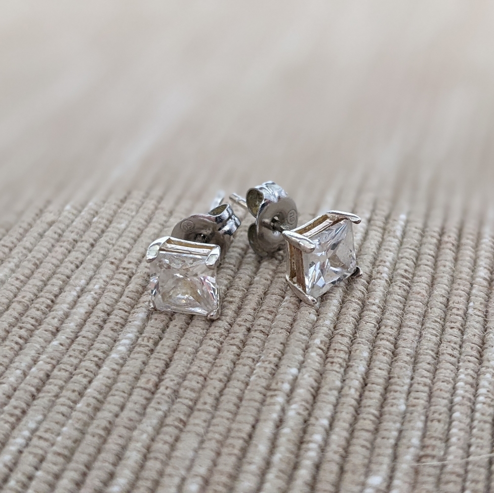 Sterling Silver & Cubic Zirconia Stud Earrings